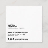 Interieur decorator blauw staal kleur blok minimaa vierkante visitekaartje (Achterkant)