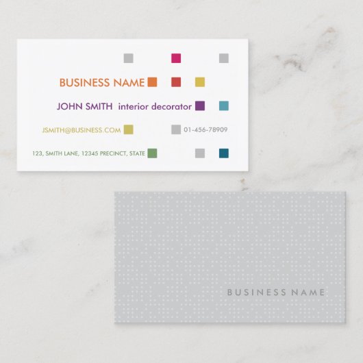 Interieur Decorator Visitekaartje Bright Squares (Voorkant / Achterkant)