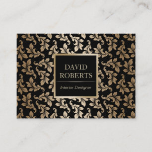 Interieur design Luxury Black & Gold Damask Modern Visitekaartje