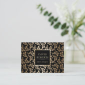 Interieur design Luxury Black & Gold Damask Modern Visitekaartje (Staand voorkant)