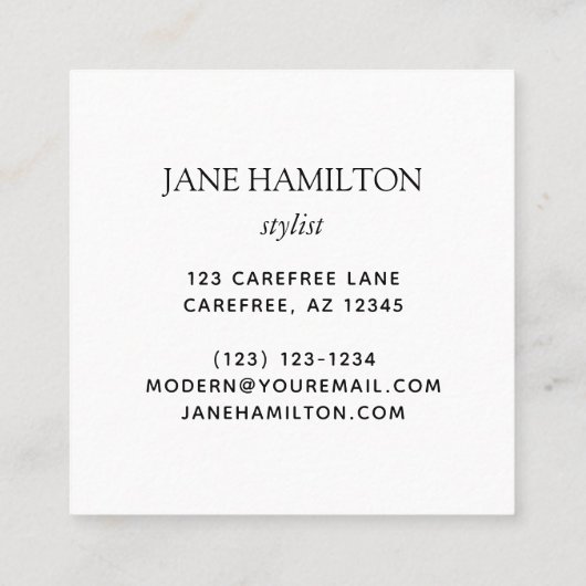 Interieur Design Modern Monogram Vierkante Visitekaartje (Achterkant)