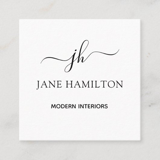 Interieur Design Modern Monogram Vierkante Visitekaartje (Voorkant)