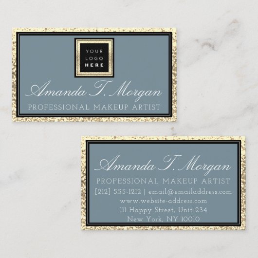 Interieur Design Planner Logo Gold Smoky Blue Visitekaartje (Voorkant / Achterkant)