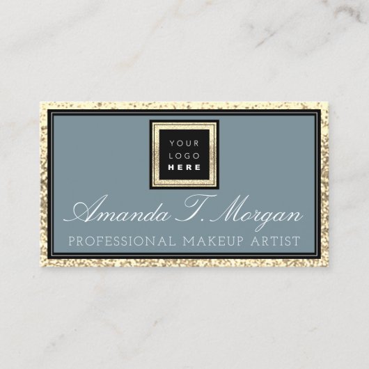 Interieur Design Planner Logo Gold Smoky Blue Visitekaartje (Voorkant)