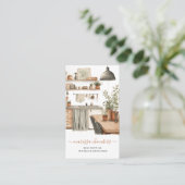 Interieur Designer Rustieke Waterverf Keuken Scène Visitekaartje (Staand voorkant)