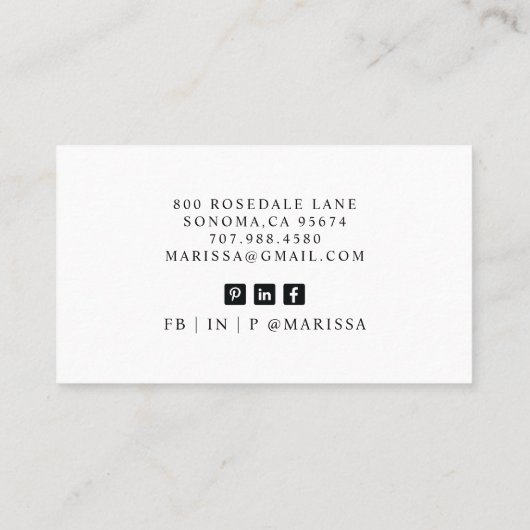 Interieur Designer Rustieke Waterverf Keuken Scène Visitekaartje (Achterkant)