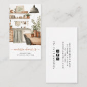 Interieur Designer Rustieke Waterverf Keuken Scène Visitekaartje (Voorkant / Achterkant)