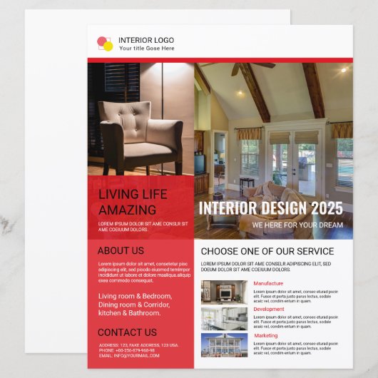 Interieur Flyer Ontwerp Sjabloon (Voorkant / Achterkant)