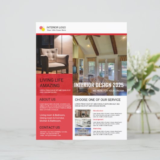 Interieur Flyer Ontwerp Sjabloon (Staand voorkant)