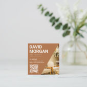 Interieur Ontwerp Bold Typografie QR Code Foto Vierkante Visitekaartje (Staand voorkant)