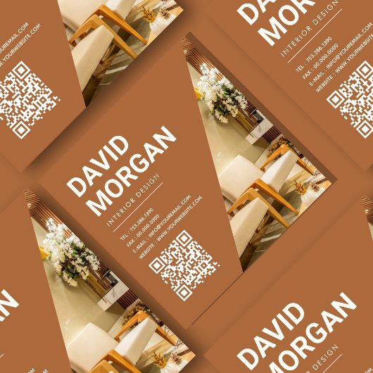 Interieur Ontwerp Bold Typografie QR Code Foto Vierkante Visitekaartje