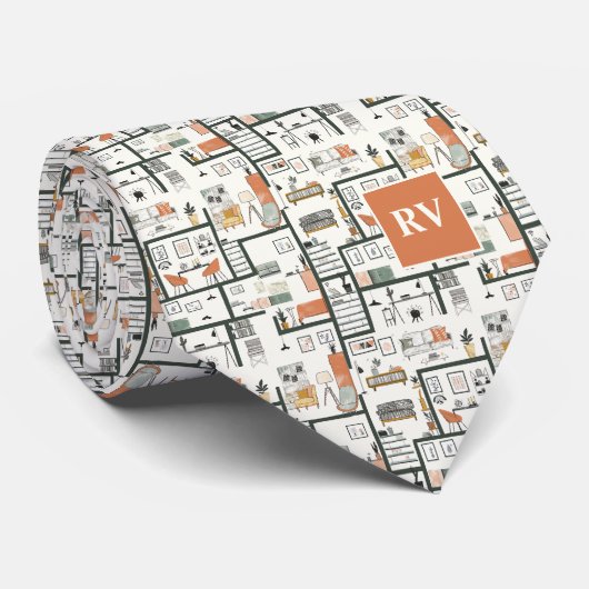 Interieur ontwerp huis plattegrond stropdas (Opgerold)