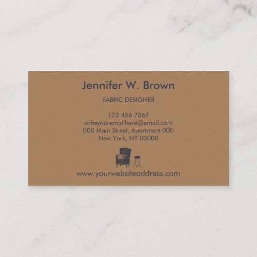 Interieur ontwerp Sofa Table Pillow marine Visitekaartje (Achterkant)