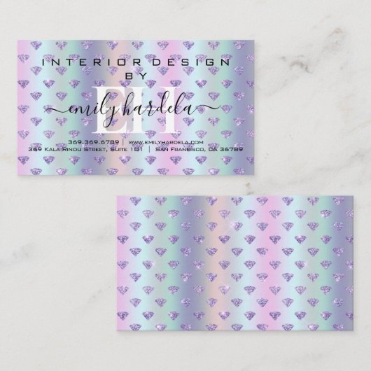 Interieur ontwerp van mousserend diamant visitekaartje (Voorkant / Achterkant)