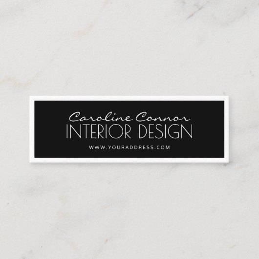 Interieur ontwerp zwart/wit-breedkaart mini visitekaartje (Voorkant)