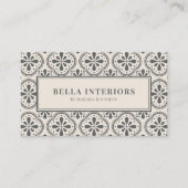 Interieur ontwerper Charcoal Grey Cream Patroon Visitekaartje (Voorkant)