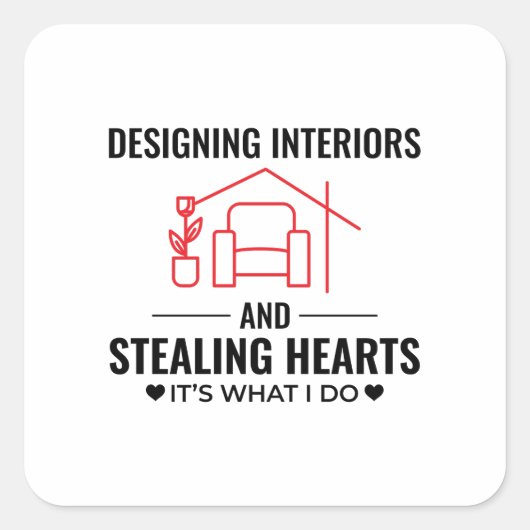 Interieur Ontwerper Decoratie Design Professional Vierkante Sticker (Voorkant)