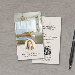 Interieur Ontwerper Foto QR Script Naam Tan Visitekaartje