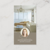 Interieur Ontwerper Foto QR Script Naam Taupe Visitekaartje (Voorkant)