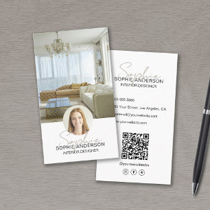 Interieur Ontwerper Foto QR Script Naam Wit Visitekaartje