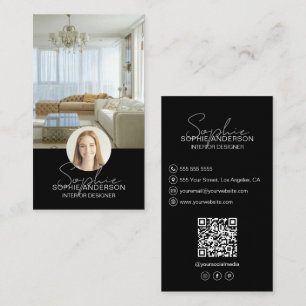 Interieur Ontwerper Foto QR Script Naam Zwart Visitekaartje