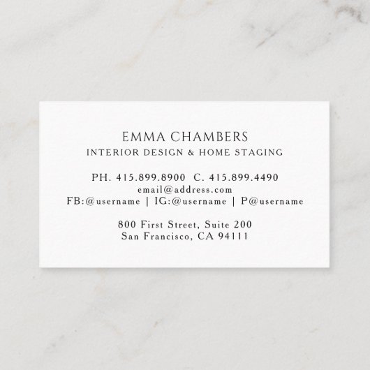 Interieur Ontwerper Kamer Interieur Visitekaartje (Achterkant)