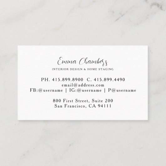 Interieur Ontwerper Kamer Interieur Visitekaartje (Achterkant)