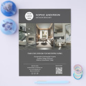 Interieur Ontwerper Logo Foto Grijs Professioneel Flyer (Enkel)