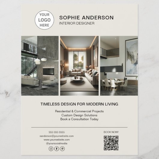 Interieur Ontwerper Logo Foto Professioneel Flyer (Voorkant)