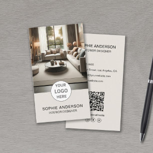 Interieur Ontwerper Logo Foto QR Sociale Media Tan Visitekaartje