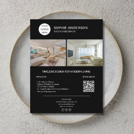 Interieur Ontwerper Logo Foto QR Zwart Zakelijk Flyer