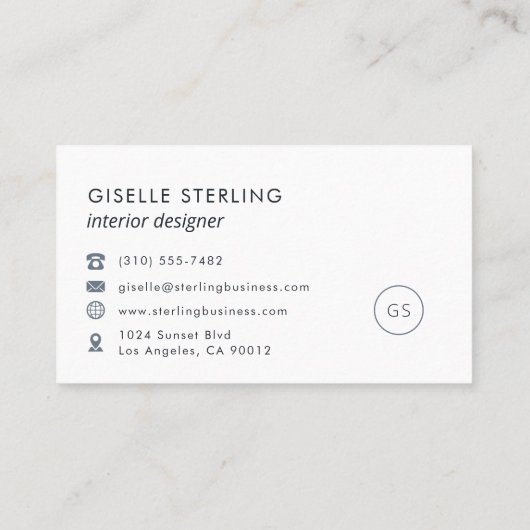 Interieur Ontwerper Luxe Marine Blauw Modern Elega Visitekaartje (Achterkant)