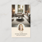 Interieur Ontwerper Monogram Foto QR Crème Visitekaartje (Voorkant)