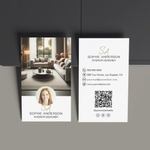 Interieur Ontwerper Monogram Foto QR Wit Visitekaartje