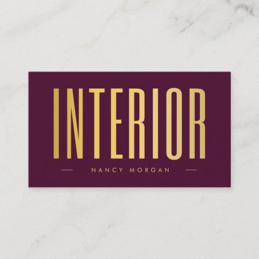 interieur Ontwerper QR Code Logo Bourgondië En Gou Visitekaartje (Voorkant)