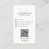 Interieur Ontwerper Script Naam Foto QR Wit Visitekaartje (Achterkant)