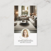 Interieur Ontwerper Script Naam Foto QR Wit Visitekaartje (Voorkant)