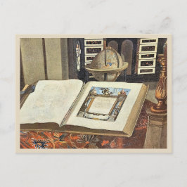 Interieur Schilderij Antieke Bibliotheek Boek en G Briefkaart