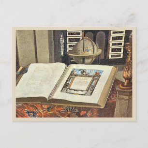 Interieur Schilderij Antieke Bibliotheek Boek en G Briefkaart