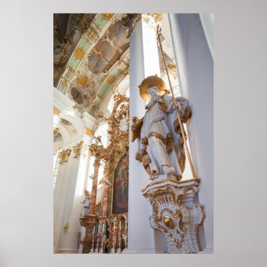 Interieur van Beierse Rococokerk Poster (Voorkant)
