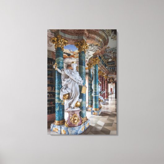 Interieur van bibliotheek in rococostijl canvas afdruk (Voorkant)