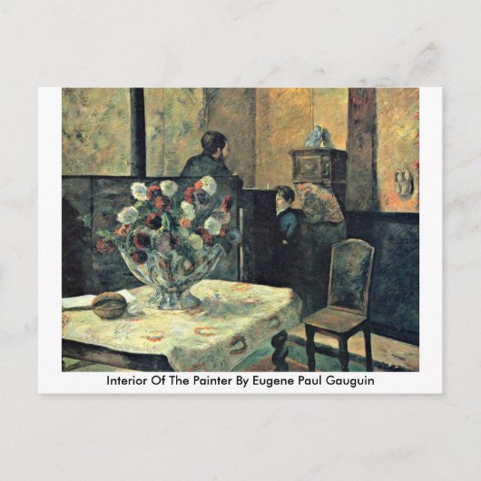 interieur van de schilder door Eugene Paul Gauguin Briefkaart (Voorkant)
