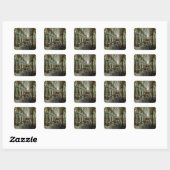 Interieur van een kerk vierkante sticker (Vel)