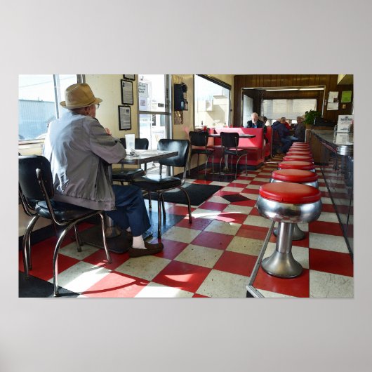 Interieur van een vintage diner poster (Voorkant)