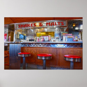 Interieur van Iggy's Diner, Carthage, Missouri Poster