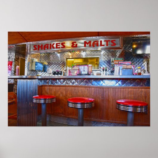 Interieur van Iggy's Diner, Carthage, Missouri Poster (Voorkant)