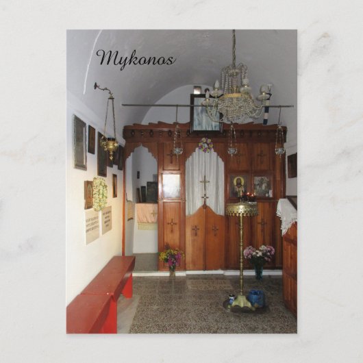 Interieur van kleine kerk, Mykonos Briefkaart (Voorkant)