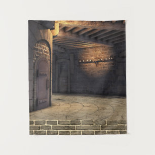 Interieur van middeleeuws kasteel Foto Achtergrond Wandkleed