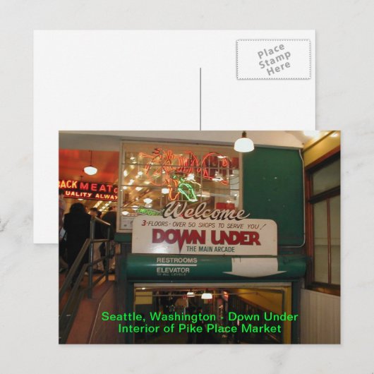 Interieur van Pike Place Market Seattle, Washingto Briefkaart (Voorkant / Achterkant)
