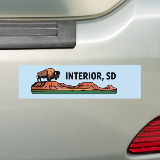 Interieur van South Dakota Badlands Bison ontwerp Bumpersticker (Op auto)